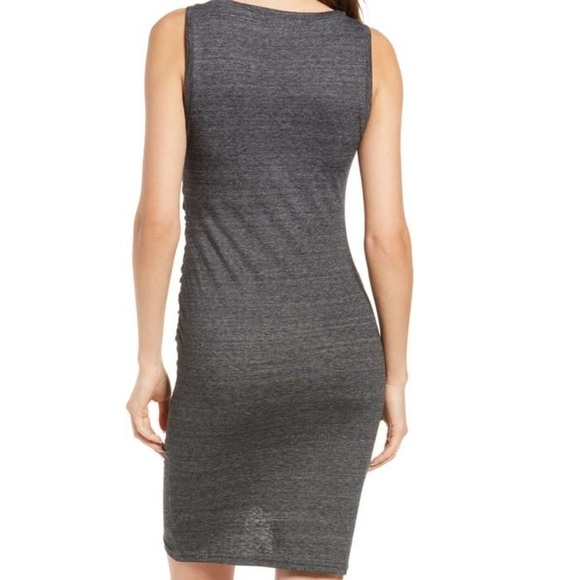 NEW Treasure & Bond Ruched Sleeveless Mini Dress Grey Marl - Picture 2 of 6